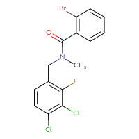 Chemical structure of 2-bromo-N-[(3,4-dichloro-2-fluorophenyl)methyl]-N-methylbenzamide - CSSB21432469802
