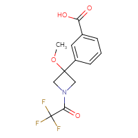 Chemical structure of 3-[3-methoxy-1-(2,2,2-trifluoroacetyl)azetidin-3-yl]benzoic acid - CSSB20269879168