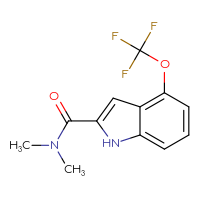 Chemical structure of N,N-dimethyl-4-(trifluoromethoxy)-1H-indole-2-carboxamide - CSSB02015249834