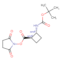 Chemical structure of rac-2,5-dioxopyrrolidin-1-yl (1R,2R)-2-{[(tert-butoxy)carbonyl]amino}cyclobutane-1-carboxylate - CSSB17484213797