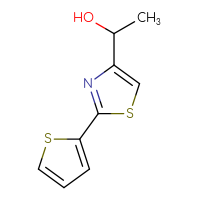 Chemical structure of 1-[2-(thiophen-2-yl)-1,3-thiazol-4-yl]ethan-1-ol - CSSB00012101159