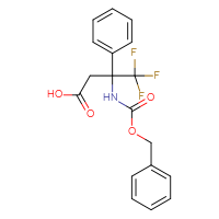 Chemical structure of 3-{[(benzyloxy)carbonyl]amino}-4,4,4-trifluoro-3-phenylbutanoic acid - CSSB02521165961
