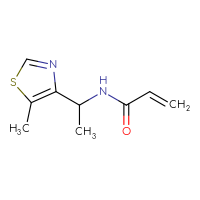 Chemical structure of N-[1-(5-methyl-1,3-thiazol-4-yl)ethyl]prop-2-enamide - CSSB20822032273