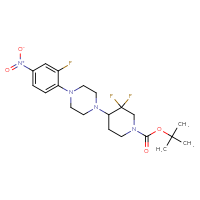 Chemical structure of tert-butyl 3,3-difluoro-4-[4-(2-fluoro-4-nitrophenyl)piperazin-1-yl]piperidine-1-carboxylate - CSSB06574886652