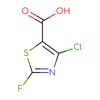 Chemical structure of 4-chloro-2-fluoro-1,3-thiazole-5-carboxylic acid - CSSB20563192587