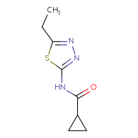 Chemical structure of N-(5-ethyl-1,3,4-thiadiazol-2-yl)cyclopropanecarboxamide - CSSB00000152362