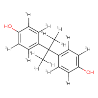 Chemical structure of 4-{2-[4-hydroxy(2,3,5,6-²H₄)phenyl](1,1,1,3,3,3-²H₆)propan-2-yl}(²H₄)phenol - CSSB02515434866