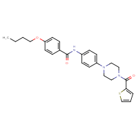 Chemical structure of 4-butoxy-N-{4-[4-(thiophene-2-carbonyl)piperazin-1-yl]phenyl}benzamide - CSSB00121603169