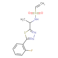 Chemical structure of N-{1-[5-(2-fluorophenyl)-1,3,4-thiadiazol-2-yl]ethyl}ethene-1-sulfonamide - CSSB21332108937