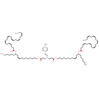 Chemical structure of (9Z)-18-({3-[(3-{[(9Z)-12-[(4Z,7Z,10Z,13Z,16Z,19Z)-docosa-4,7,10,13,16,19-hexaenoyloxy]octadec-9-en-1-yl]oxy}-3-oxopropyl)[2-(4-methylpiperazin-1-yl)ethyl]amino]propanoyl}oxy)octadec-9-en-7-yl (4Z,7Z,10Z,13Z,16Z,19Z)-docosa-4,7,10,13,16,19-hexaenoate - CSSB14880533432