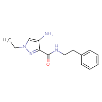 Chemical structure of 4-amino-1-ethyl-N-(2-phenylethyl)-1H-pyrazole-3-carboxamide - CSSB00015197997