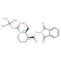 Chemical structure of rac-1-tert-butyl 3-(1,3-dioxo-2,3-dihydro-1H-isoindol-2-yl) (2R,3R)-2-ethylpiperidine-1,3-dicarboxylate - CSSB20620685005