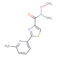 Chemical structure of N-methoxy-N-methyl-2-(6-methylpyridin-2-yl)-1,3-thiazole-4-carboxamide - CSSB06879923439