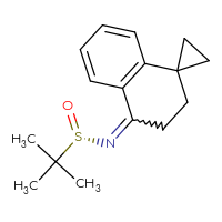 Chemical structure of (S)-N-{3',4'-dihydro-2'H-spiro[cyclopropane-1,1'-naphthalen]-4'-ylidene}-2-methylpropane-2-sulfinamide - CSSB21332860123