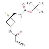 Chemical structure of tert-butyl N-{[(1s,3s)-1-fluoro-3-(prop-2-enamido)cyclobutyl]methyl}carbamate - CSMB00153714326