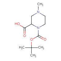 Chemical structure of 1-[(tert-butoxy)carbonyl]-4-methylpiperazine-2-carboxylic acid - CSSB00010072299