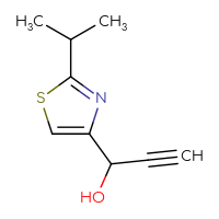 Chemical structure of 1-[2-(propan-2-yl)-1,3-thiazol-4-yl]prop-2-yn-1-ol - CSSB00022435689