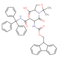 Chemical structure of 3-[2-({[(9H-fluoren-9-yl)methoxy]carbonyl}amino)-3-[(triphenylmethyl)carbamoyl]propanoyl]-2,2-dimethyl-1,3-oxazolidine-4-carboxylic acid - CSSB02516456432