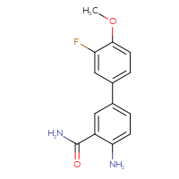 Chemical structure of 4-amino-3'-fluoro-4'-methoxy-[1,1'-biphenyl]-3-carboxamide - CSSB04766583850