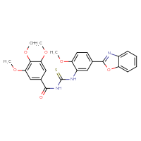 Chemical structure of 3-[5-(1,3-benzoxazol-2-yl)-2-methoxyphenyl]-1-(3,4,5-trimethoxybenzoyl)thiourea - CSSB00121706433