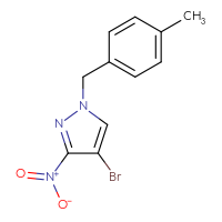 Chemical structure of 4-bromo-1-[(4-methylphenyl)methyl]-3-nitro-1H-pyrazole - CSSB00000292460