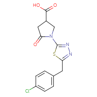 Chemical structure of 1-{5-[(4-chlorophenyl)methyl]-1,3,4-thiadiazol-2-yl}-5-oxopyrrolidine-3-carboxylic acid - CSSB00138414751