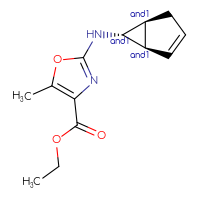 Chemical structure of rac-ethyl 2-{[(1R,5S,6R)-bicyclo[3.1.0]hex-2-en-6-yl]amino}-5-methyl-1,3-oxazole-4-carboxylate - CSSB21495897148