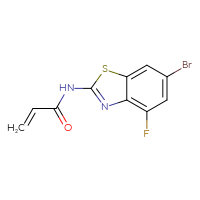 Chemical structure of N-(6-bromo-4-fluoro-1,3-benzothiazol-2-yl)prop-2-enamide - CSSB21531608927