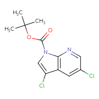 Chemical structure of tert-butyl 3,5-dichloro-1H-pyrrolo[2,3-b]pyridine-1-carboxylate - CSSB21332177202