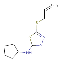 Chemical structure of N-cyclopentyl-5-(prop-2-en-1-ylsulfanyl)-1,3,4-thiadiazol-2-amine - CSSB00019801405
