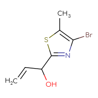 Chemical structure of 1-(4-bromo-5-methyl-1,3-thiazol-2-yl)prop-2-en-1-ol - CSSB20835139833