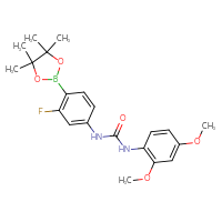 Chemical structure of 3-(2,4-dimethoxyphenyl)-1-[3-fluoro-4-(4,4,5,5-tetramethyl-1,3,2-dioxaborolan-2-yl)phenyl]urea - CSSB21332091582