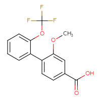 Chemical structure of 2-methoxy-2'-(trifluoromethoxy)-[1,1'-biphenyl]-4-carboxylic acid - CSSB00137328562