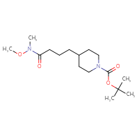 Chemical structure of tert-butyl 4-{3-[methoxy(methyl)carbamoyl]propyl}piperidine-1-carboxylate - CSSB00010409709