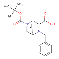 Chemical structure of (1R,4R)-2-benzyl-5-[(tert-butoxy)carbonyl]-2,5-diazabicyclo[2.2.1]heptane-3-carboxylic acid - CSSB14855342381