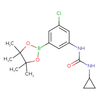 Chemical structure of 1-[3-chloro-5-(4,4,5,5-tetramethyl-1,3,2-dioxaborolan-2-yl)phenyl]-3-cyclopropylurea - CSSB15022808597