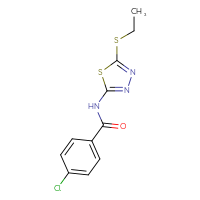 Chemical structure of 4-chloro-N-[5-(ethylsulfanyl)-1,3,4-thiadiazol-2-yl]benzamide - CSSB00026243272