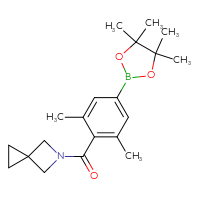 Chemical structure of 5-[2,6-dimethyl-4-(4,4,5,5-tetramethyl-1,3,2-dioxaborolan-2-yl)benzoyl]-5-azaspiro[2.3]hexane - CSSB21332847341