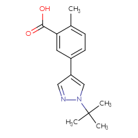 Chemical structure of 5-(1-tert-butyl-1H-pyrazol-4-yl)-2-methylbenzoic acid - CSSB00049427904