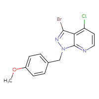 Chemical structure of 3-bromo-4-chloro-1-[(4-methoxyphenyl)methyl]-1H-pyrazolo[3,4-b]pyridine - CSSB00025715976