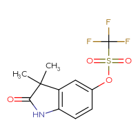 Chemical structure of 3,3-dimethyl-2-oxo-2,3-dihydro-1H-indol-5-yl trifluoromethanesulfonate - CSSB21332114250