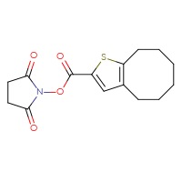 Chemical structure of 2,5-dioxopyrrolidin-1-yl 4H,5H,6H,7H,8H,9H-cycloocta[b]thiophene-2-carboxylate - CSSB20270306402