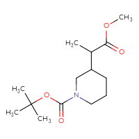 Chemical structure of tert-butyl 3-(1-methoxy-1-oxopropan-2-yl)piperidine-1-carboxylate - CSSB00045473228