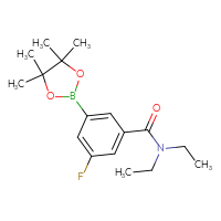 Chemical structure of N,N-diethyl-3-fluoro-5-(4,4,5,5-tetramethyl-1,3,2-dioxaborolan-2-yl)benzamide - CSSB00021193339