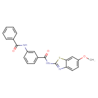 Chemical structure of 3-benzamido-N-(6-methoxy-1,3-benzothiazol-2-yl)benzamide - CSSB00132526180