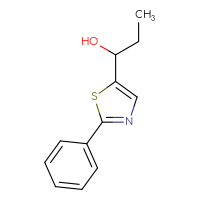Chemical structure of 1-(2-phenyl-1,3-thiazol-5-yl)propan-1-ol - CSSB21246429048