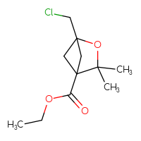 Chemical structure of ethyl 1-(chloromethyl)-3,3-dimethyl-2-oxabicyclo[2.1.1]hexane-4-carboxylate - CSSB21246280707