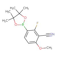 Chemical structure of 2-fluoro-6-methoxy-3-(4,4,5,5-tetramethyl-1,3,2-dioxaborolan-2-yl)benzonitrile - CSSB03550258716