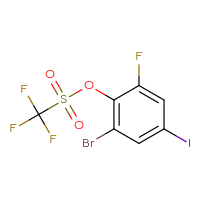 Chemical structure of 2-bromo-6-fluoro-4-iodophenyl trifluoromethanesulfonate - CSSB14953564400