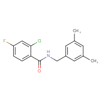 Chemical structure of 2-chloro-N-[(3,5-dimethylphenyl)methyl]-4-fluorobenzamide - CSSB02035227035